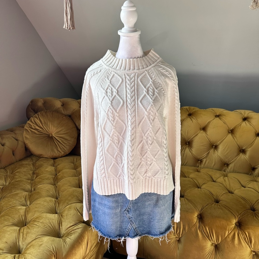 GAP Cable Knit Mock Neck Sweater